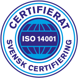 Logotyp för Svensk certifiering/miljöcertifiering enligt ISO 14001:2015.